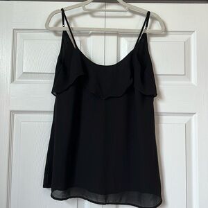 Black Ruffle Tank Top‎